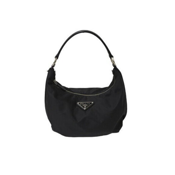 Prada One Shoulder Handbag Triangle Plate Black Nylon - Picture 1 of 8